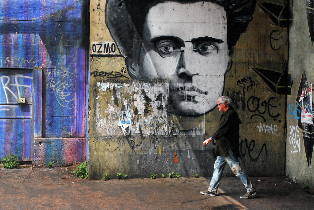 Homenagem a Antonio Gramsci em muro na cidade de Roma, em 2016. Autor da foto: Riccardo Cuppini.